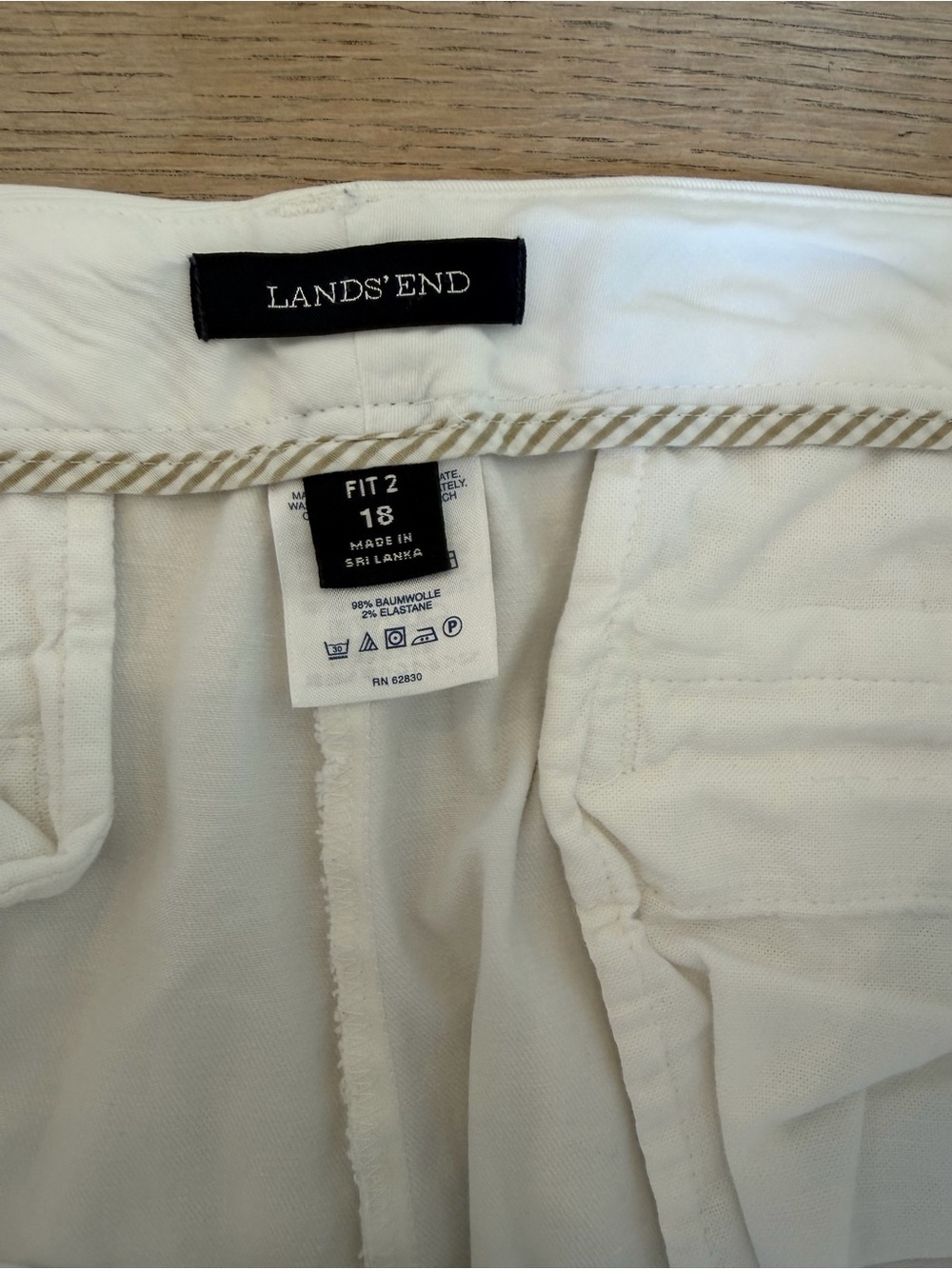 Lands’ End Fit 2 White Capri Pants Women’s Size 18 Stretch Cotton - Picture 2 of 3